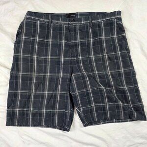 Hurley Mens Size 42 Black Plaid Shorts Walking Casual Lightweight Summer Beach